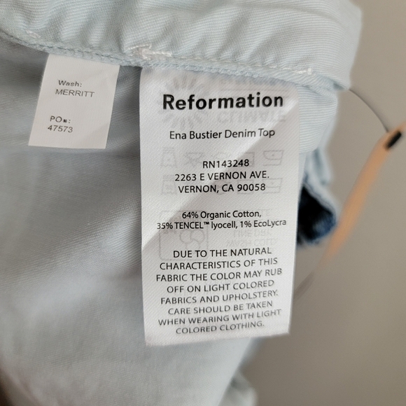 Reformation Ena Bustier Denim Top in Merritt size 8 NWT - Picture 9 of 10